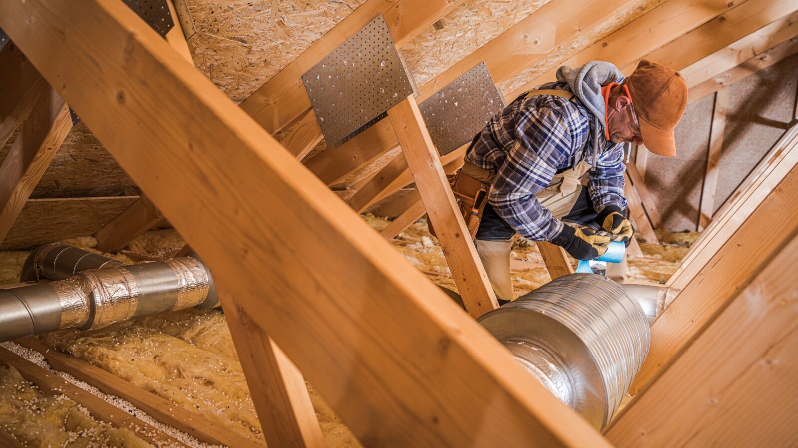 air-duct-repair Air duct being fixed in a DFW home.